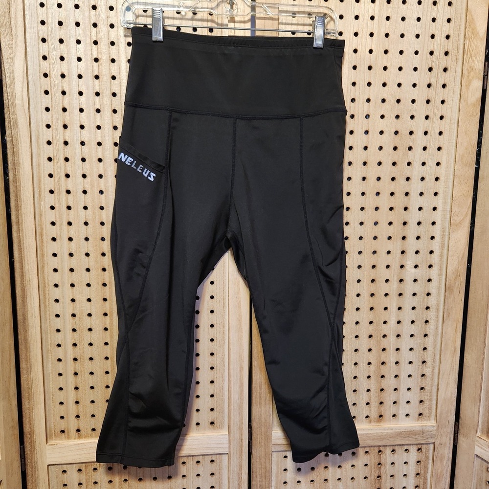 Neleus Women's black Legging capri shorts US XL Workout Exercise‎ Lounge